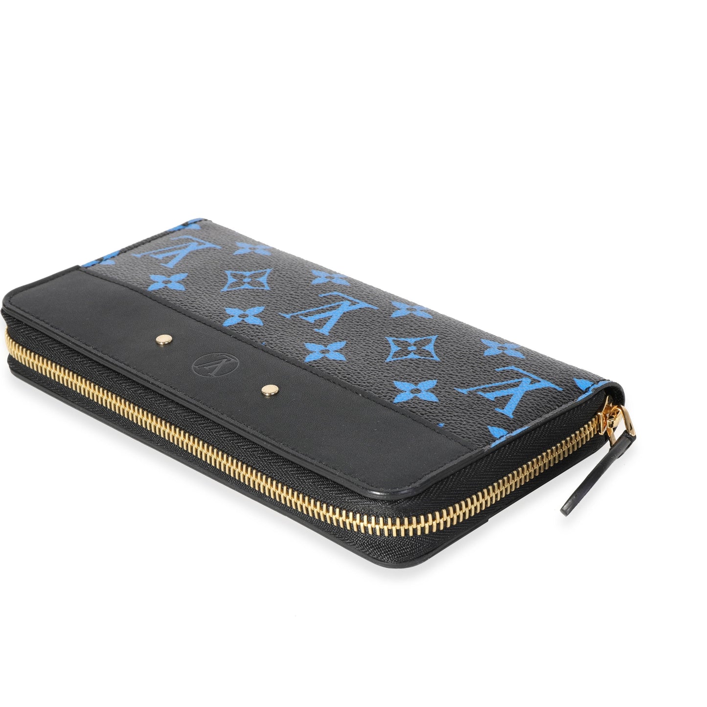 Louis Vuitton Blue & Black Monogram Canvas Zippy Wallet