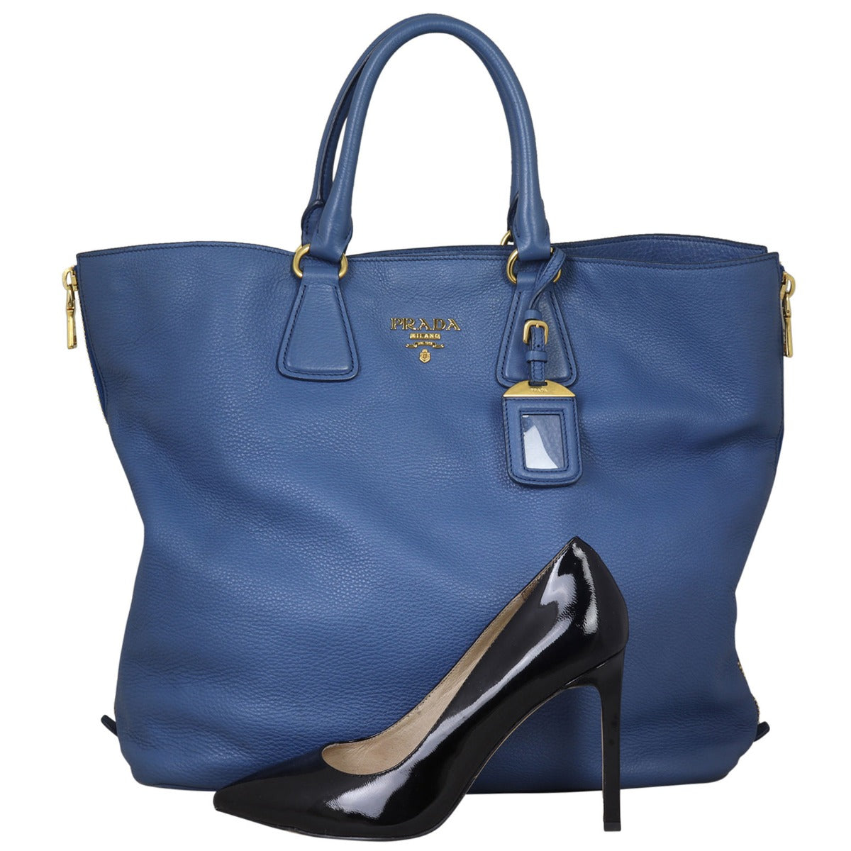 Prada Vitello Daino Large Expandable Shopper Tote
