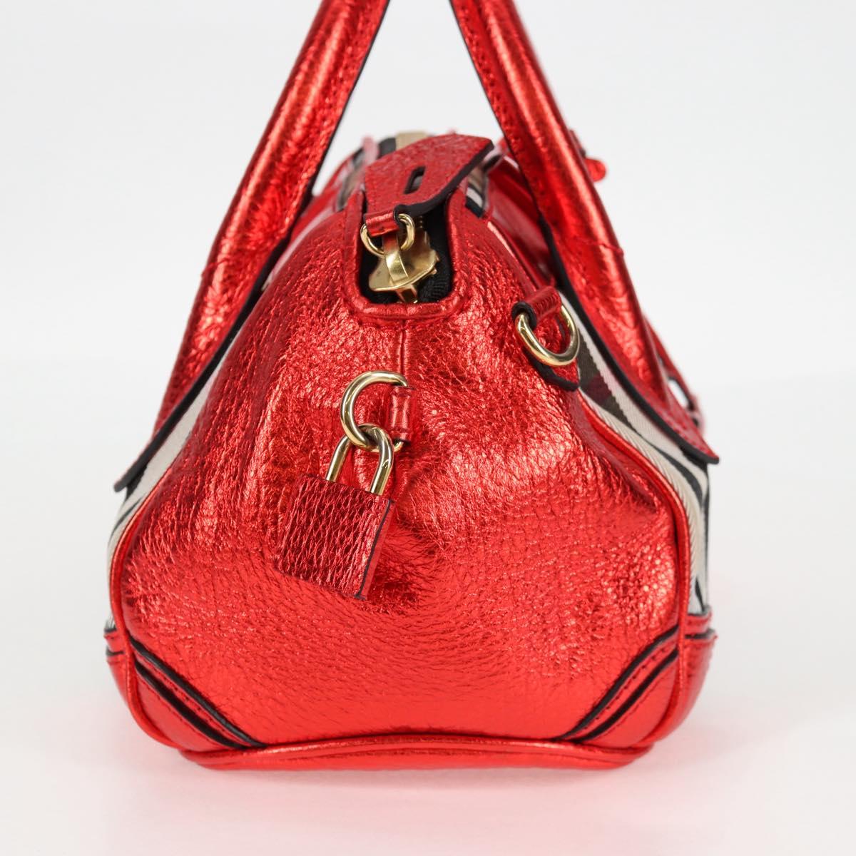 Burberry Nova Check Red Leather Handbag ( )