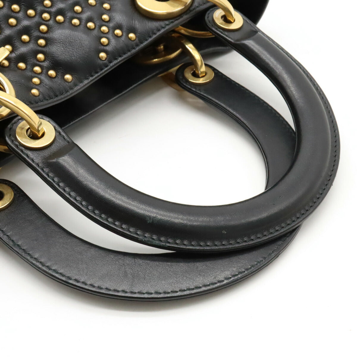 Christian Dior Leather Lady Dior 2way Handbag