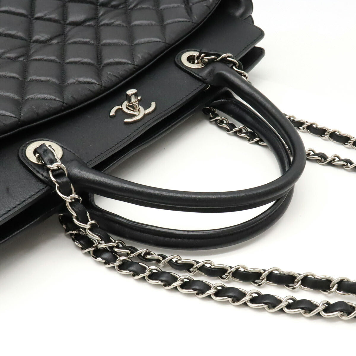 Chanel Leather Matelassé Portobello 2way Bag Black Classic Flap