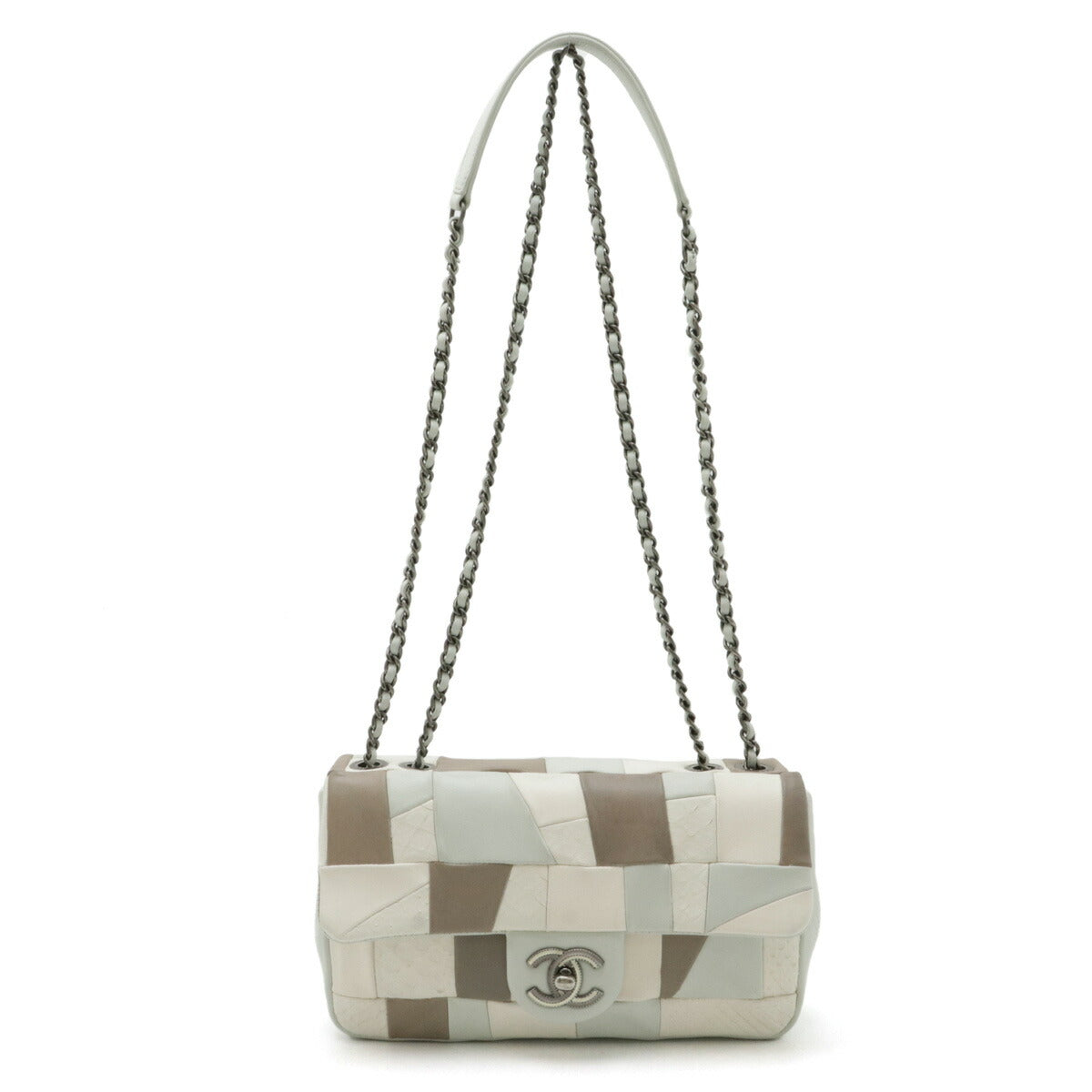 Chanel Leather Python Patchwork Coco Mark Chain Shoulder Bag