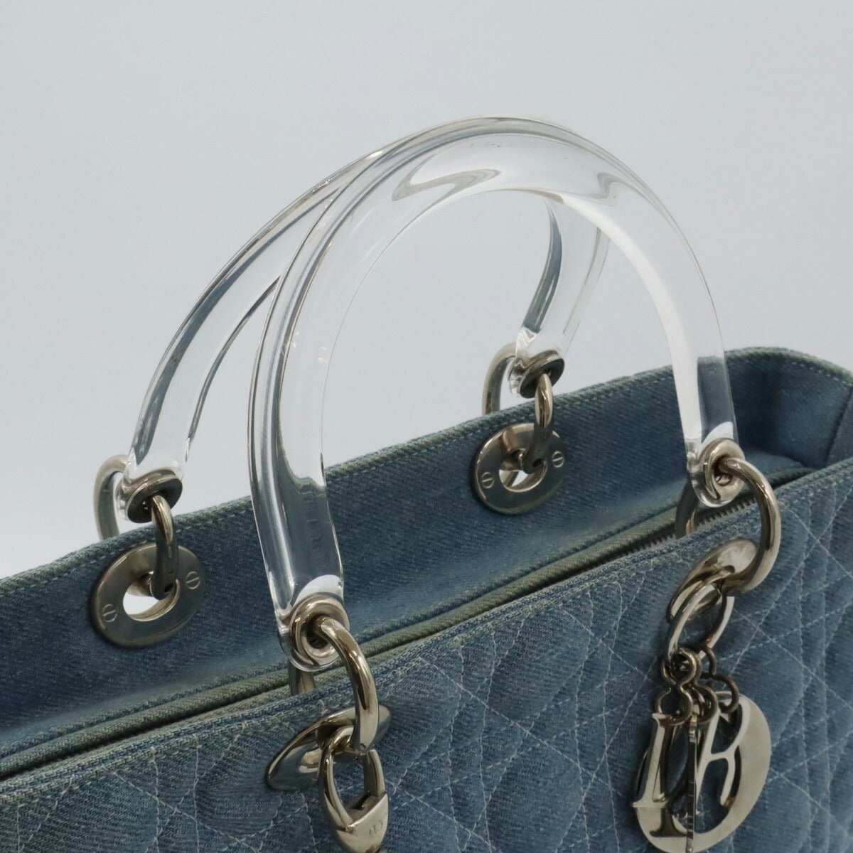 Christian Dior Denim Lady Dior 2way Bag Light Blue