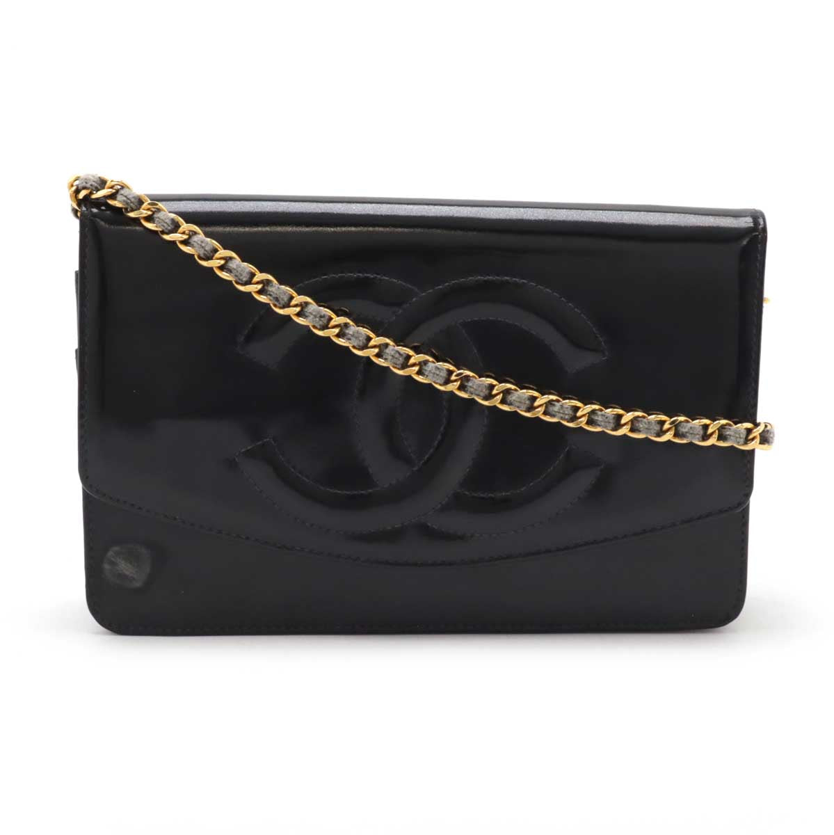 Chanel Patent Leather Coco Mark Chain Wallet Shoulder Bag