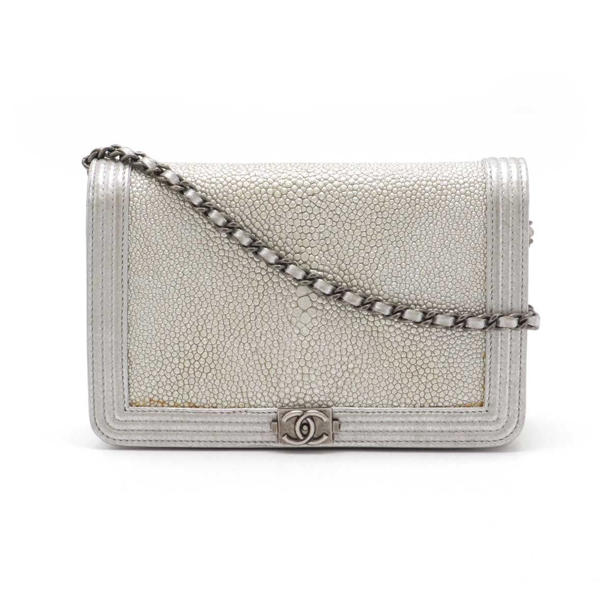 Chanel Boy Chanel Galuchat Metallic Leather Chain Wallet Shoulder Bag