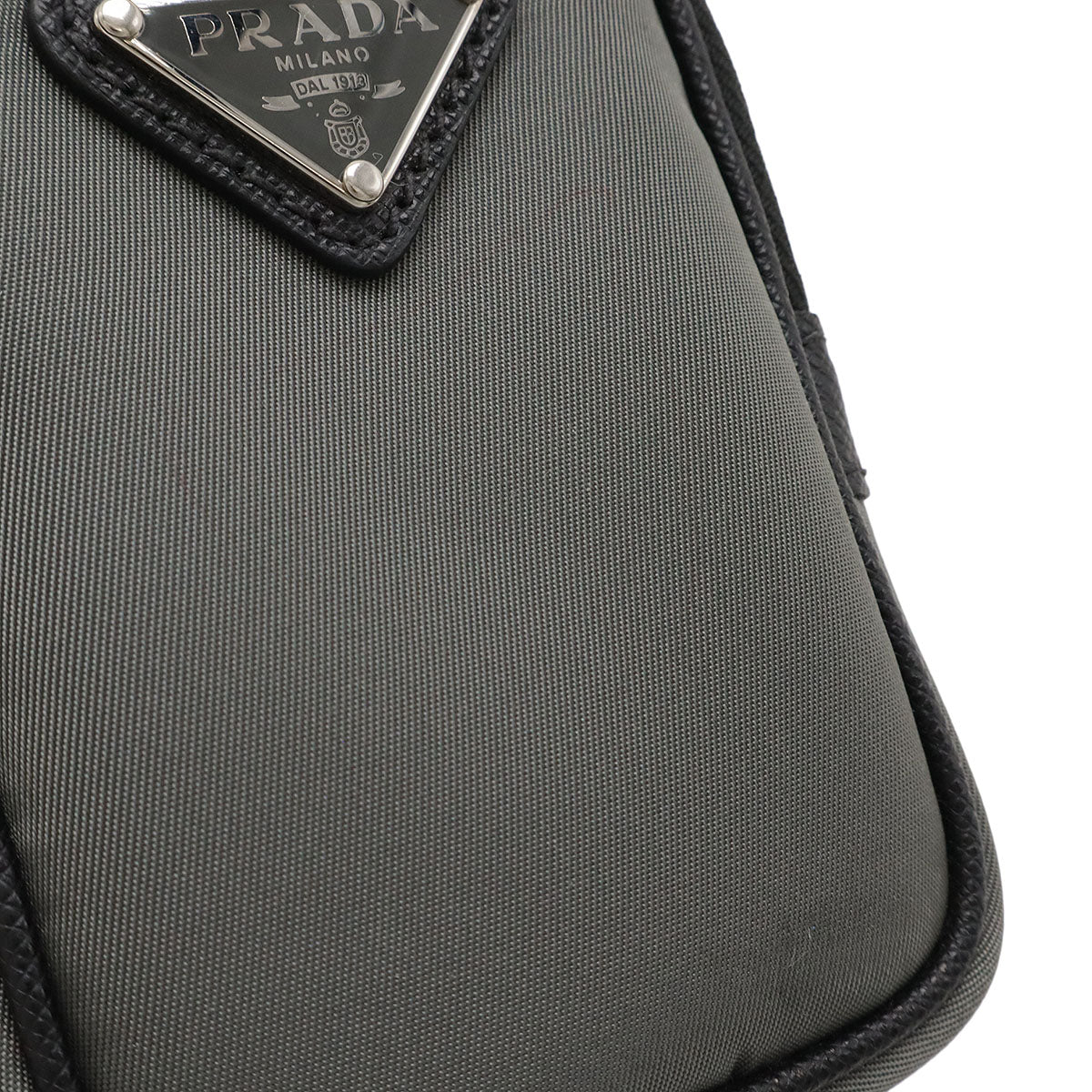 Prada Triangle Logo Nylon Leather Pouch