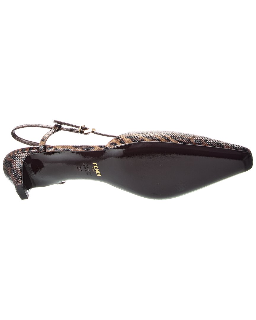 Fendi Ffold Snakeskin Slingback Pump