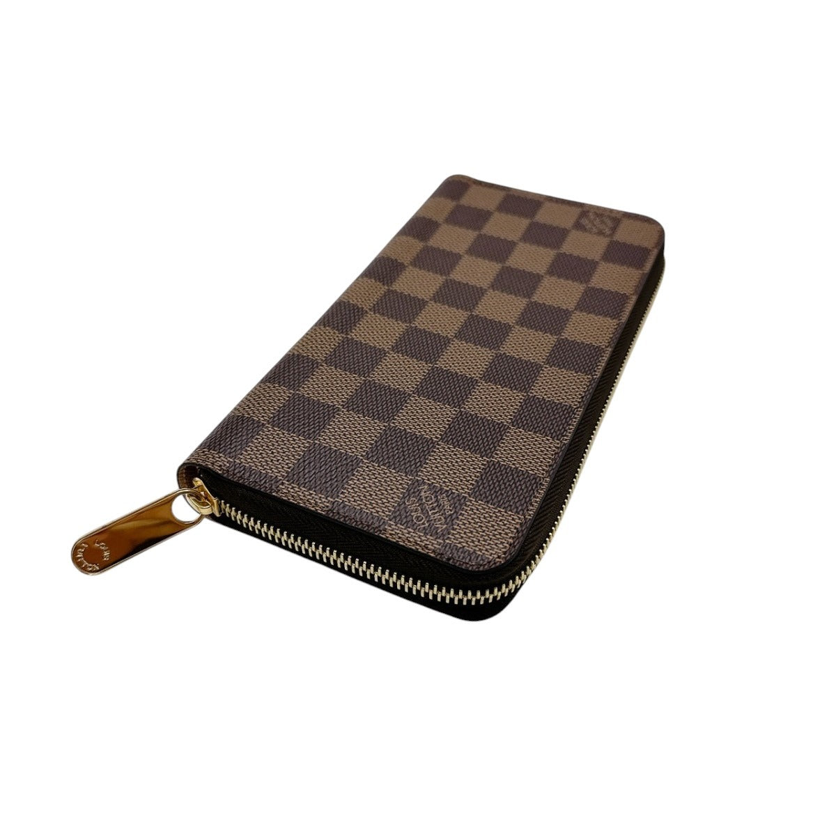 LOUIS VUITTON Long Wallet Purse N60046 Damier canvas Brown Round long wallet Damier Zippy wallet unisex(Unisex)