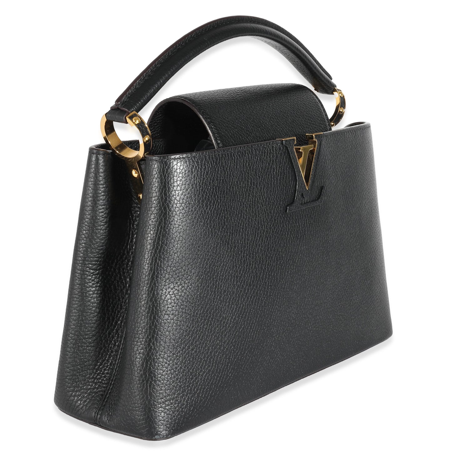 LOUIS VUITTON Black Taurillon Capucines MM