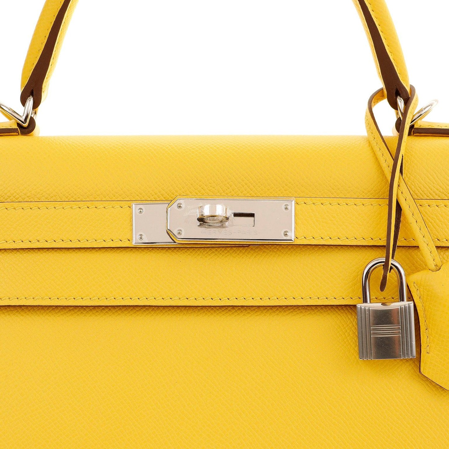 Hermes 28cm Jaune de Naples Epsom Sellier Kelly w/ Palladium Hardware