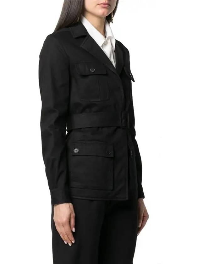 Luxury Saint Laurent Trending 2025 Safari Cotton Gabardine Linen Jacket Black