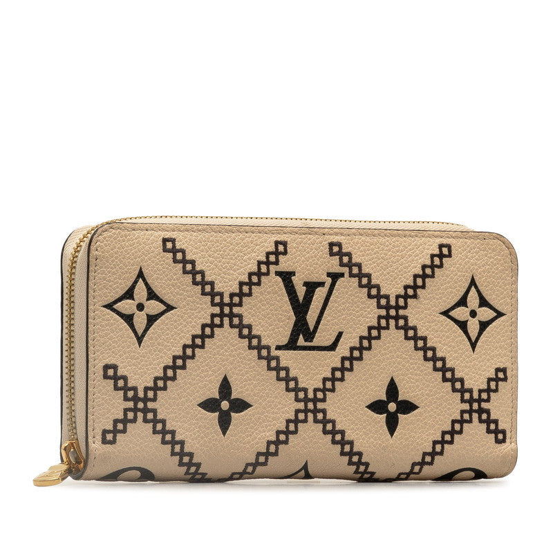 Louis Vuitton Monogram Amplant Broderie Zippie Wallet Long Wallet M81141 Cream Beige Leather Louis Vuitton