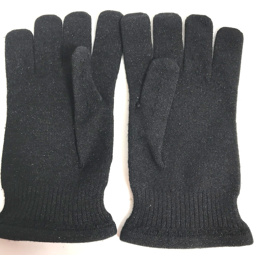 LOUIS VUITTON gloves Cashmere, Silk black knit Monogram lame Women