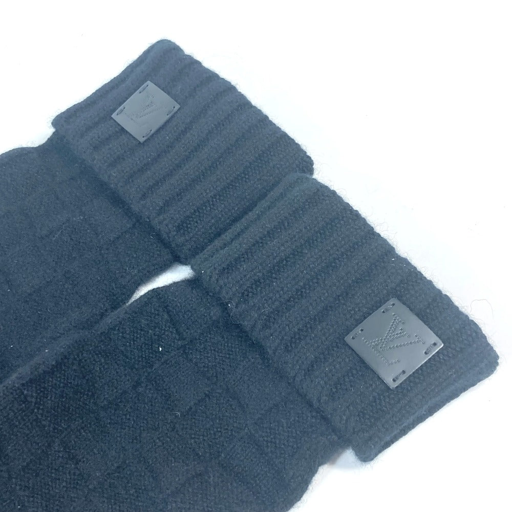 LOUIS VUITTON gloves M72682 cashmere black Leather Patch Leather Tag Gon Helsinki Damier mens