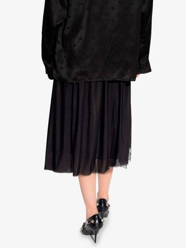 Luxury Balenciaga Trending 2026 Lace Trimmed A-Line Skirt Black
