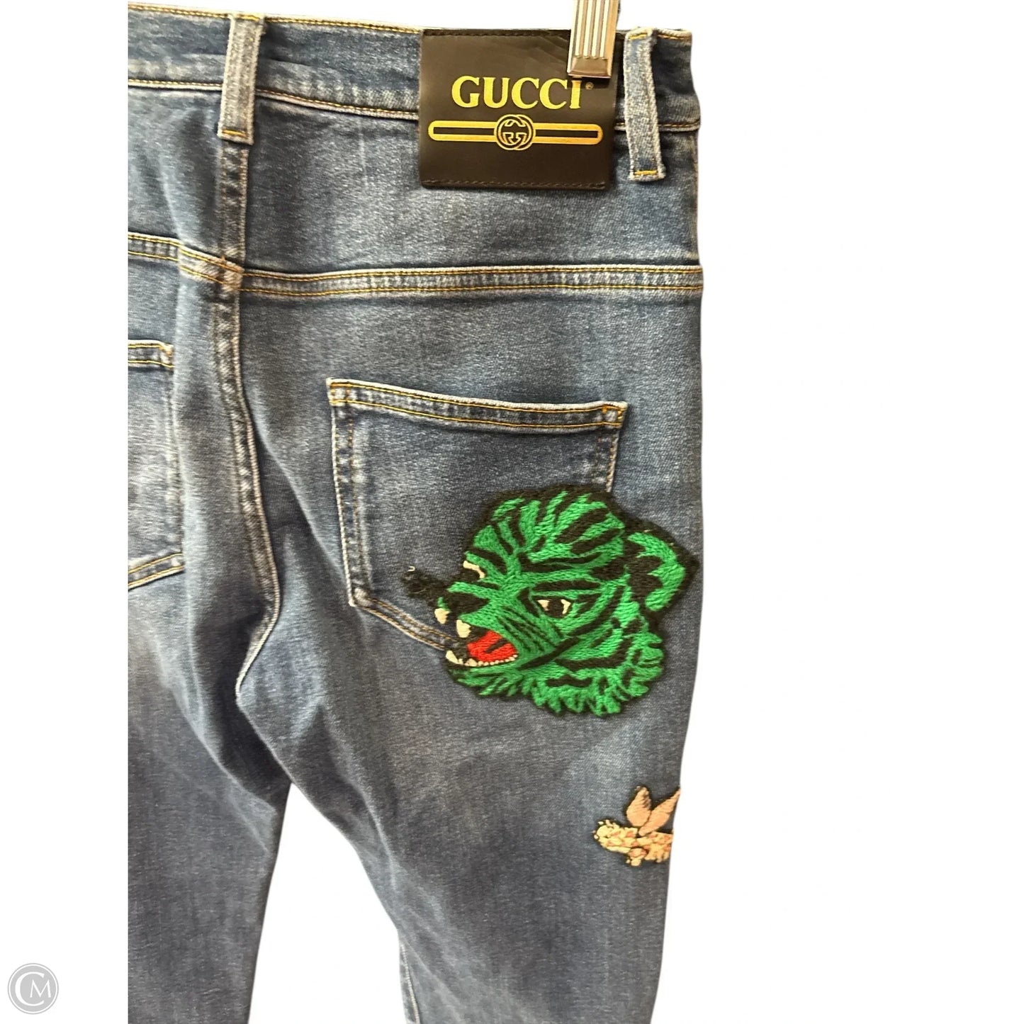 Jeans Luxury Designer By Gucci In Blue, Size: 4