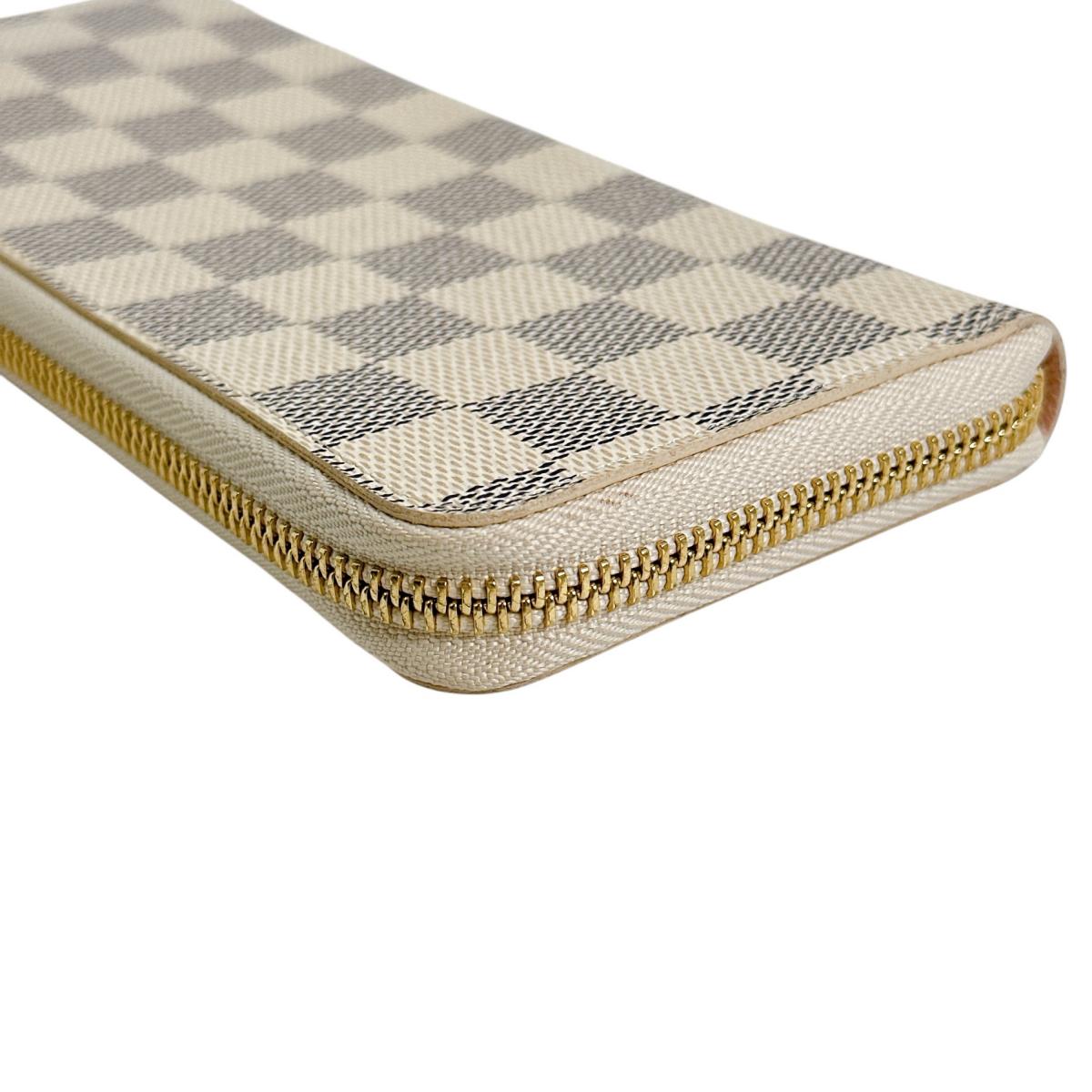 LOUIS VUITTON Long Wallet Purse N61264 Damier Azur Canvas Two-tone (gray) Portefeuille Clemence Damier Azur Zip Around Women(Unisex)
