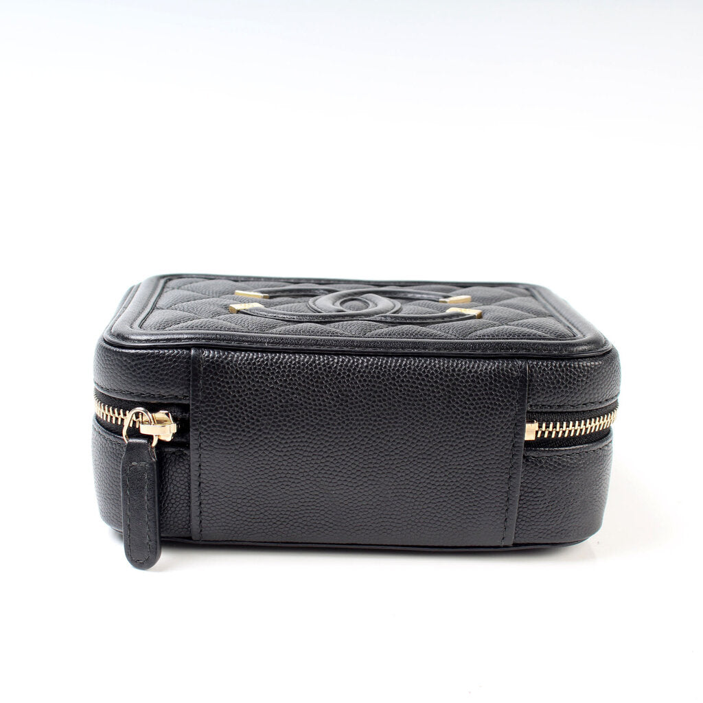 Chanel Filigree Vanity Clutch W/Chain Caviar 25M Bag