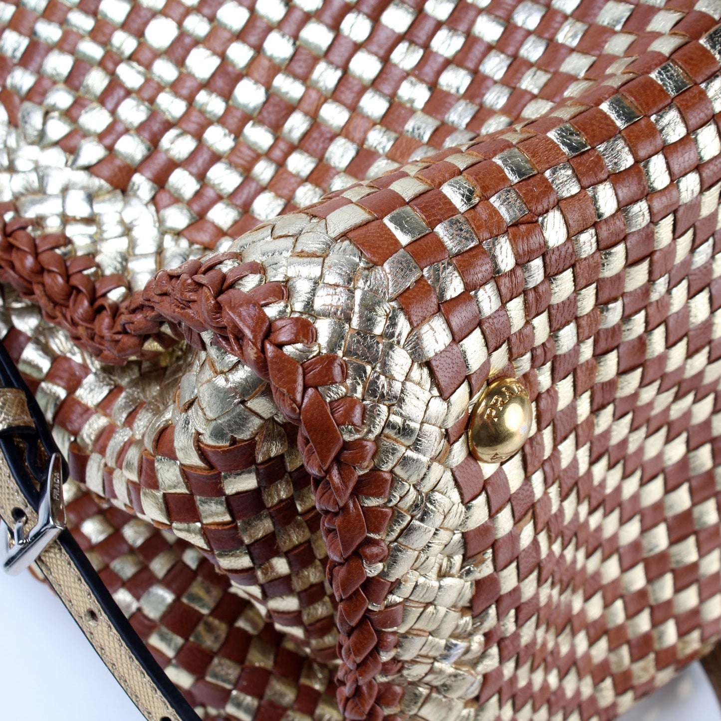 Prada Madras Woven Satchel Bag