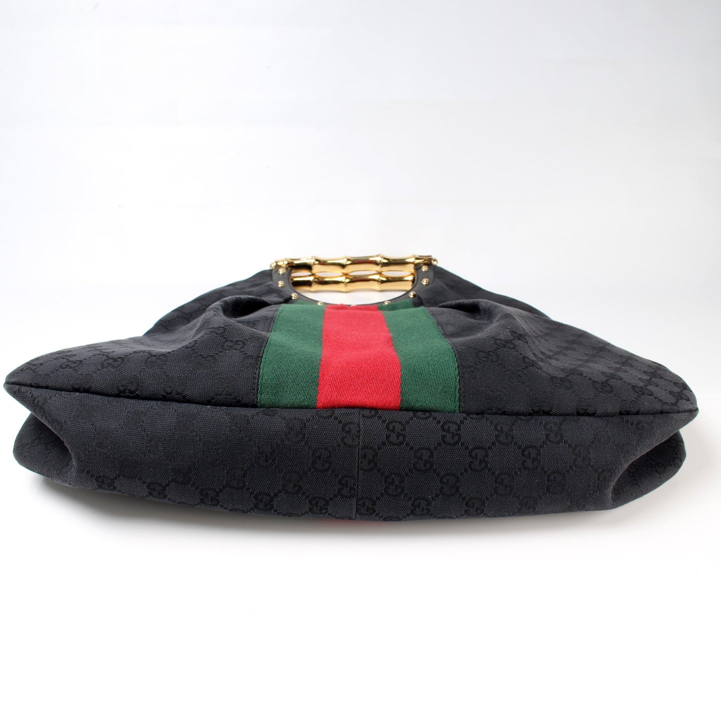 Gucci 128989GG Canvas Metal Bamboo Bag