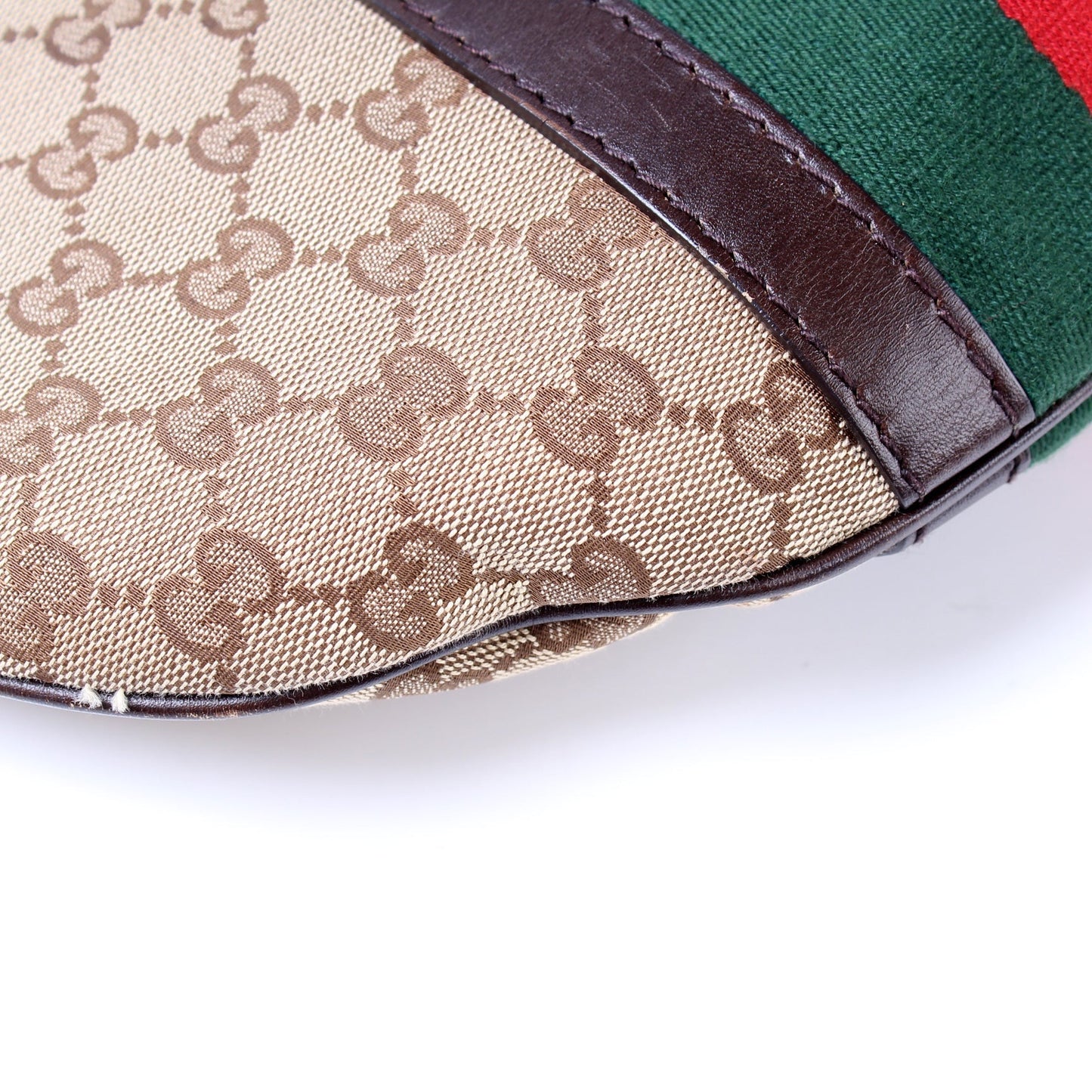 Gucci 257082 GG Canvas Web Half Moon Hobo Bag