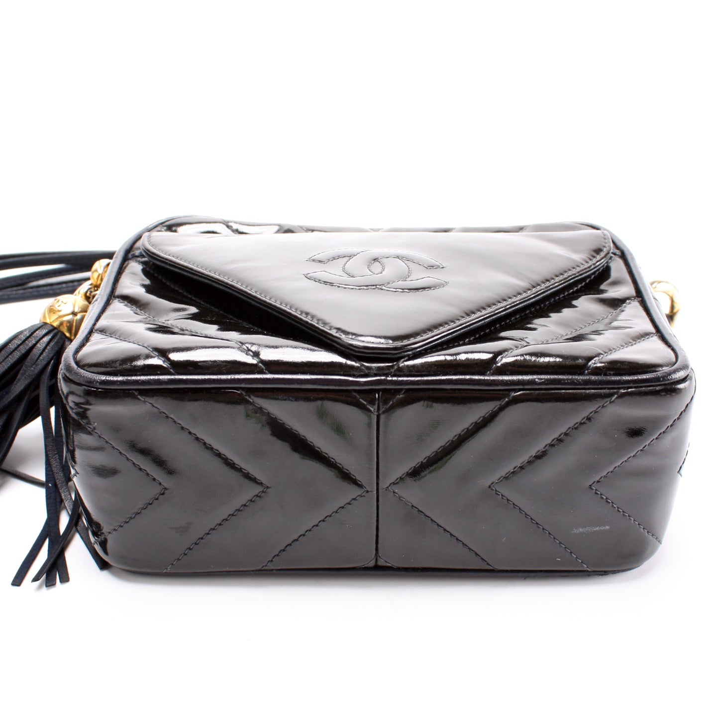 Chanel CC Tassel Camera Case Patent Vintage Bag