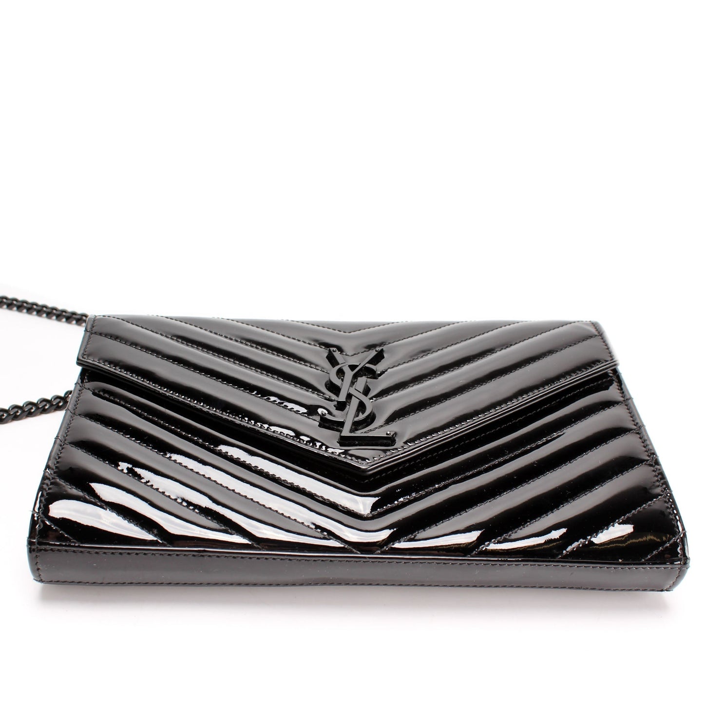 Saint Laurent Cassandre Patent Chain Wallet Bag