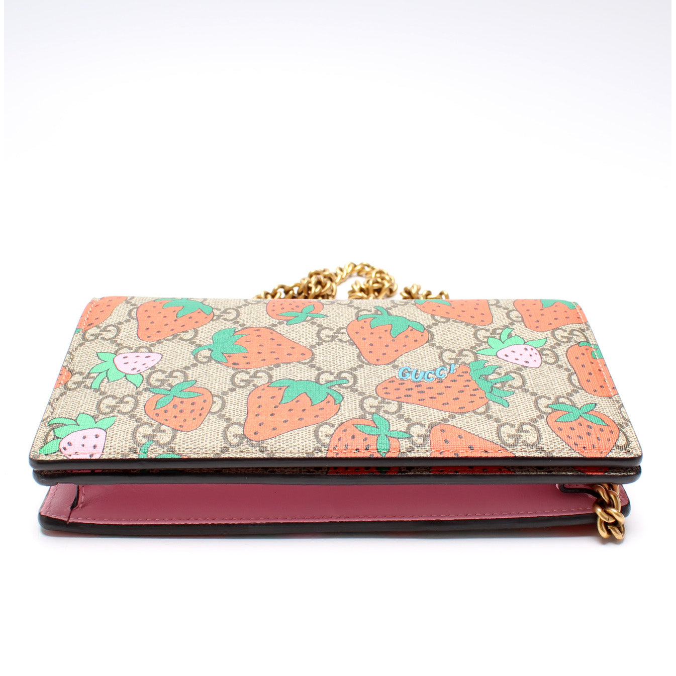 Gucci 573848 GG Strawberry Chain Wallet Bag
