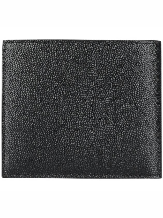 Luxury Saint Laurent Trending 2025 Classic Logo Textured Leather Half Wallet Black