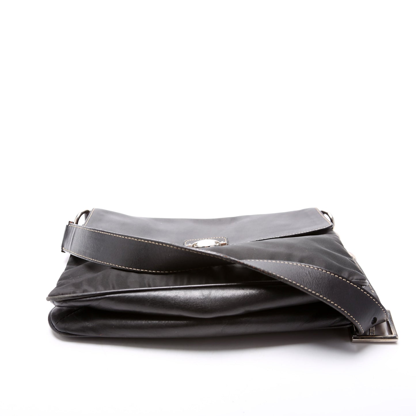 Prada Nylon/Leather Pushlock Shoulder Bag