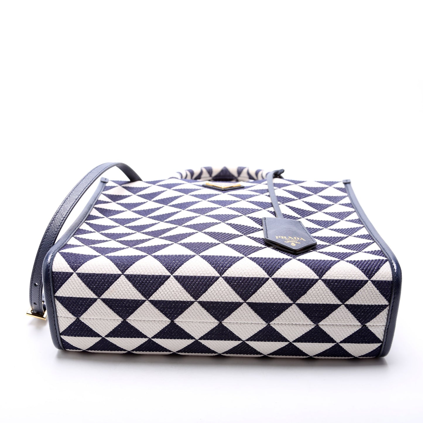 Prada 1BA354 Jacquard Triangle Canvas Symbole Small HandBlue Bag