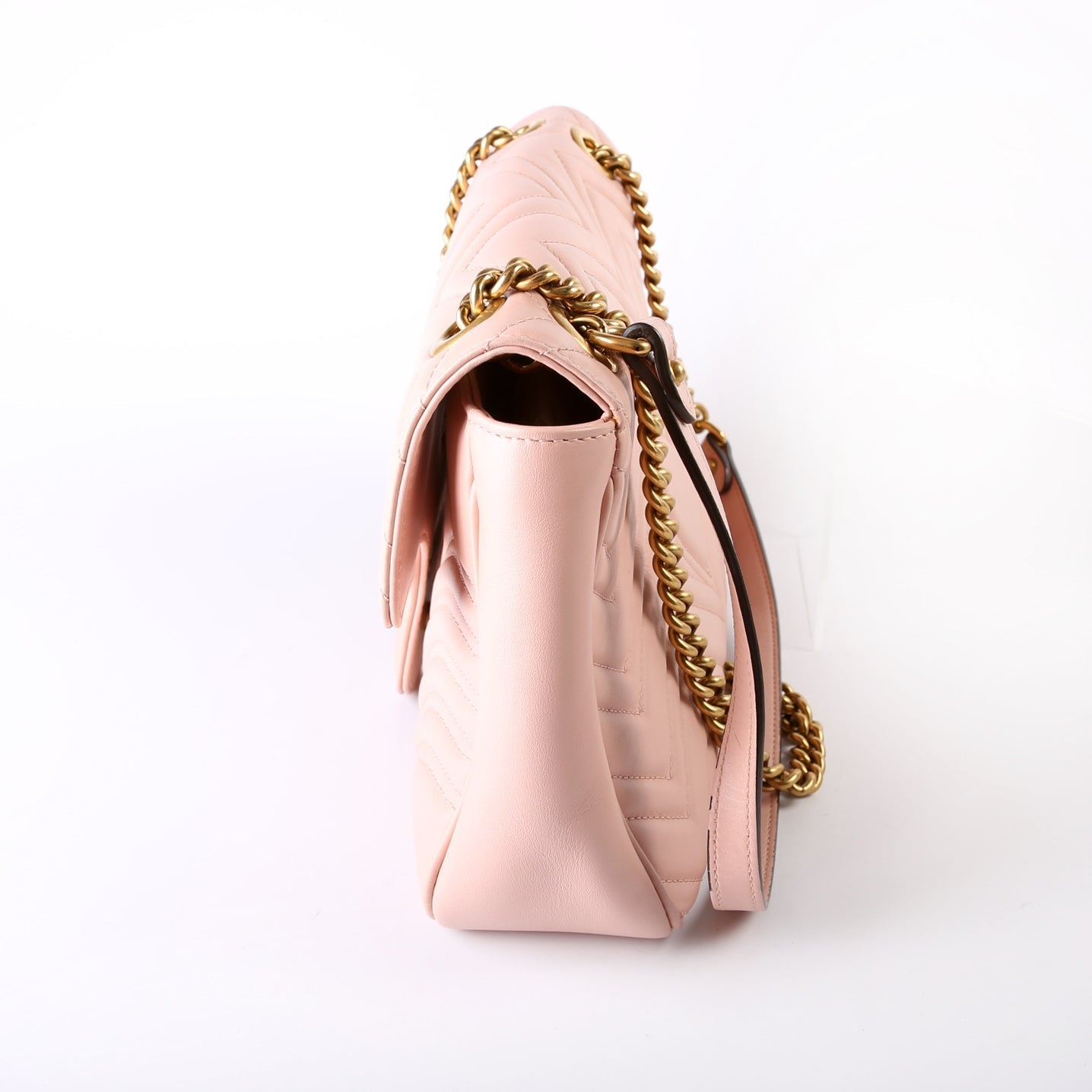 Gucci 443496 Marmont Leather Shoulder Medium Pink Bag