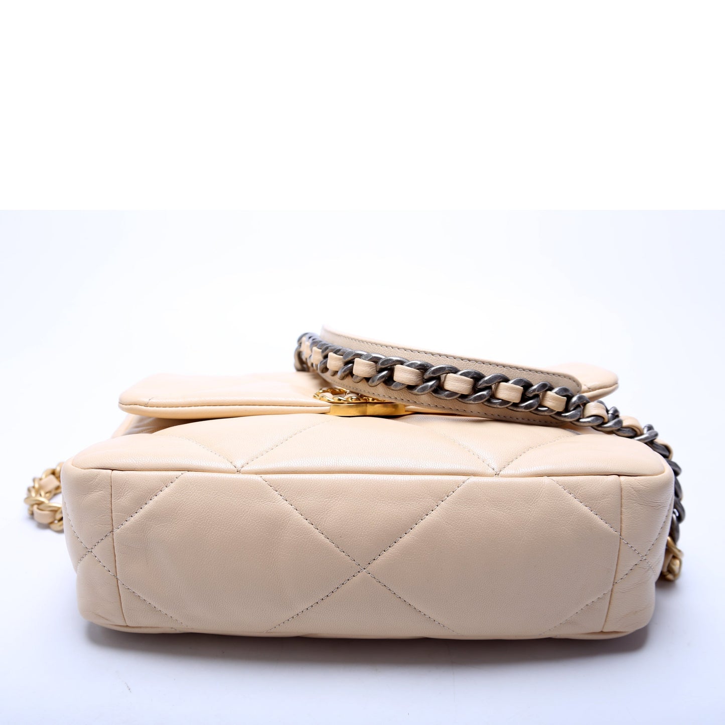 Chanel 19 Medium Flap Quilted Goatskin 28M Beige Bag