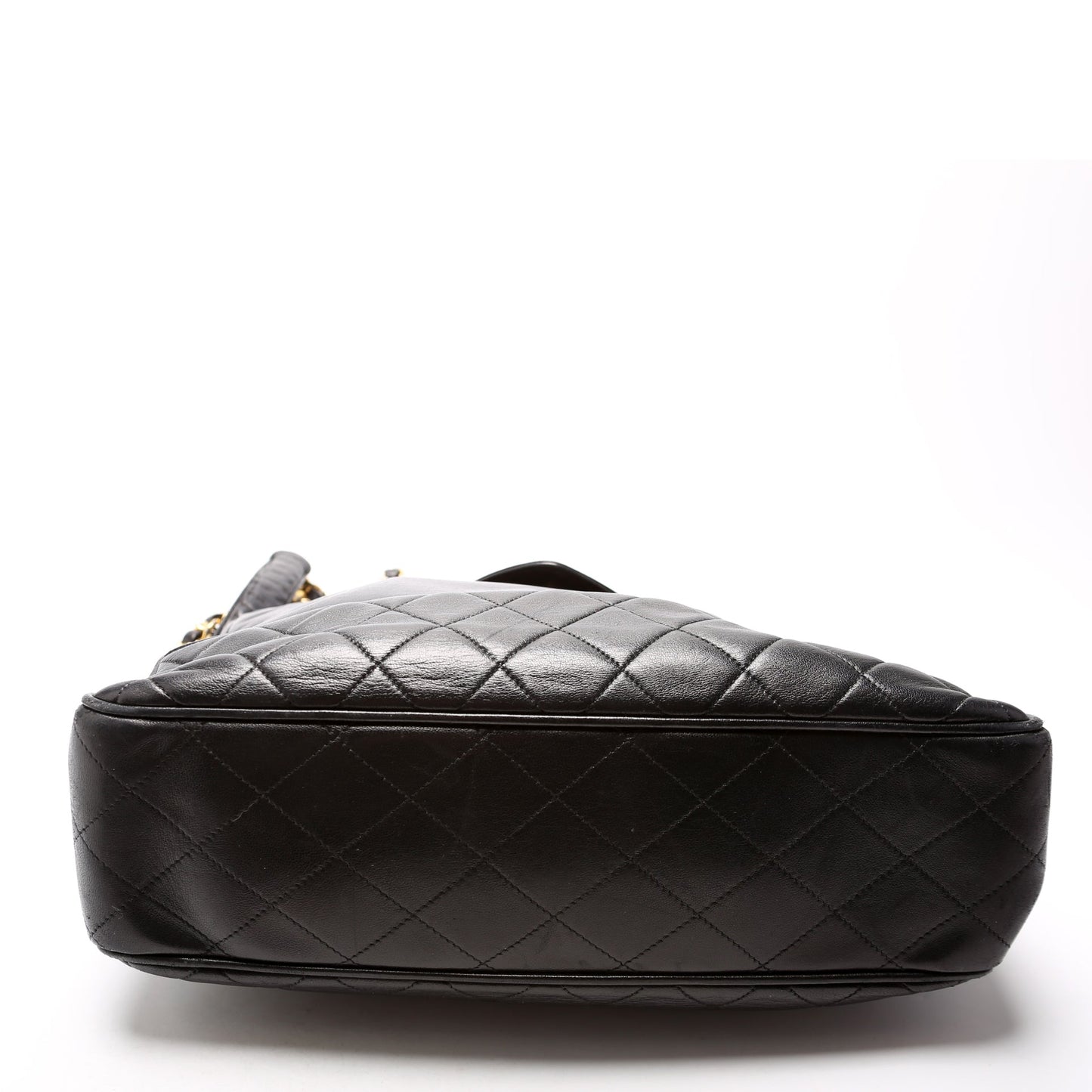 Chanel CC Quilted Lambskin Chain Shopper Vintage 1M Black Bag