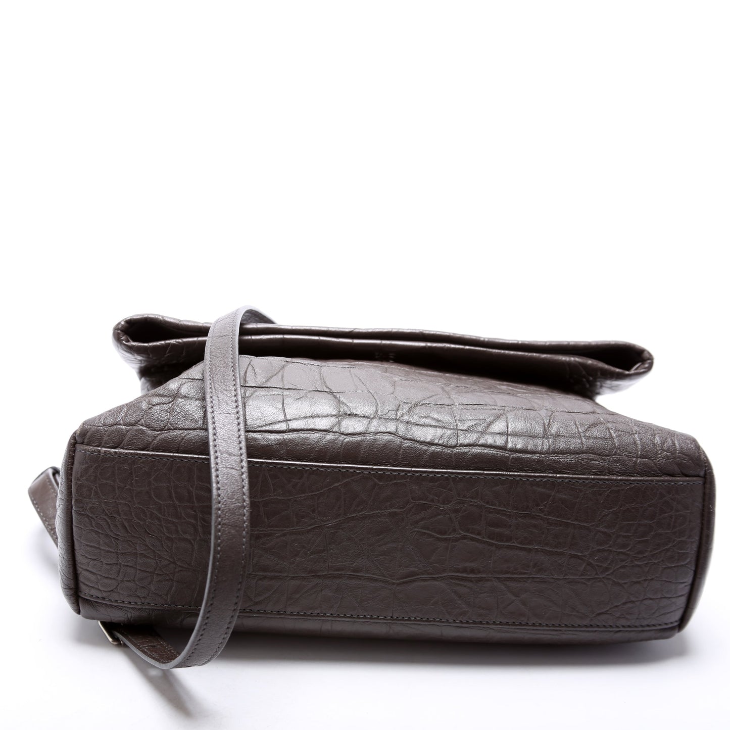 Saint Laurent West Hollywood Medium Crocodile Embossed 620663 Brown Bag