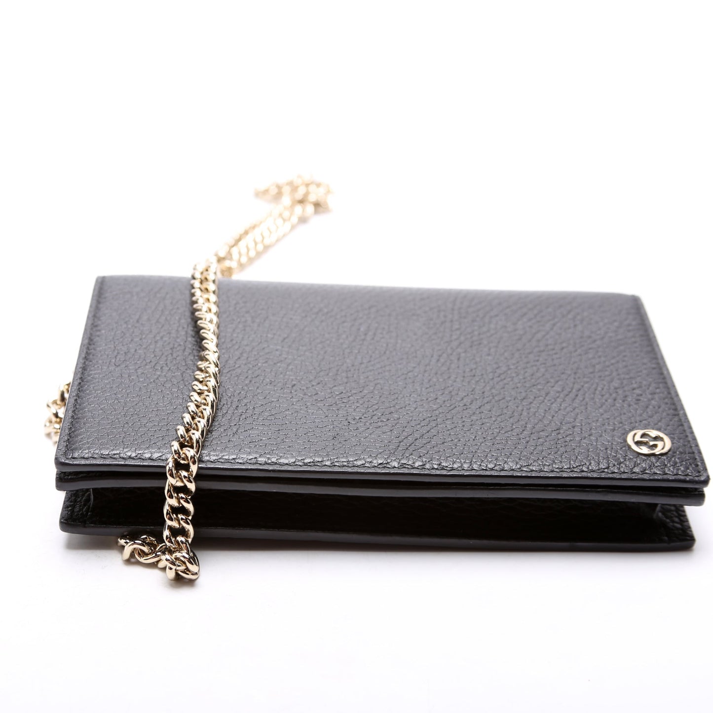 Gucci 466506 Interlocking GG Chain Wallet Black Bag
