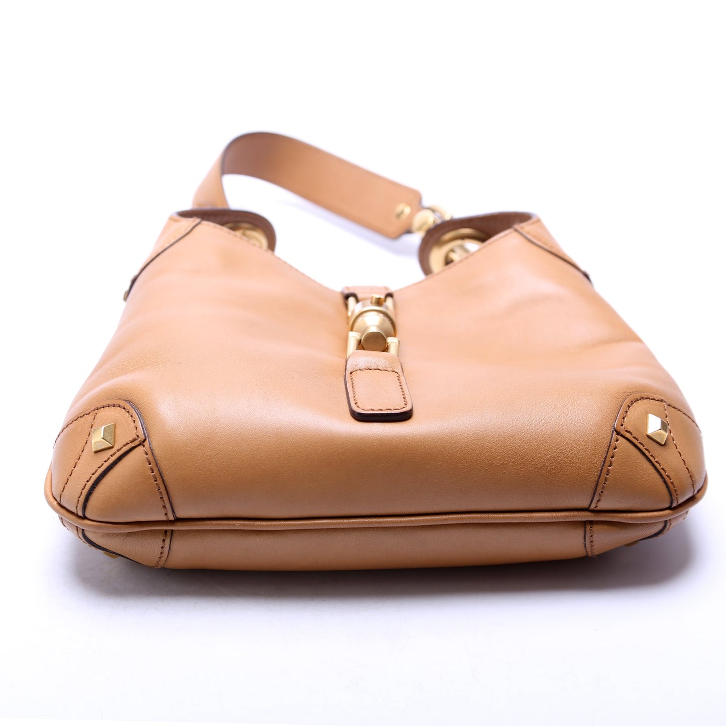 Gucci 120885 Leather Jackie O Small Shoulder Vintage Tan Bag