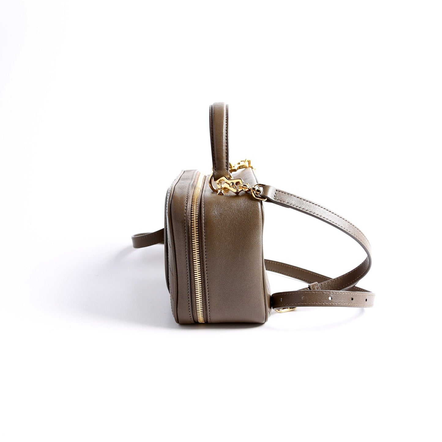 Gucci 744434 Blondie Leather Top Handle Khaki Bag