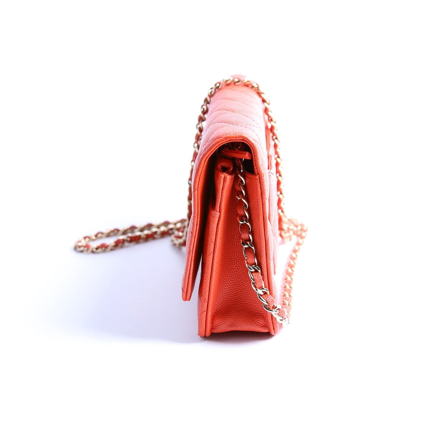 Chanel WOC Classic Quilted Caviar Orange Bag