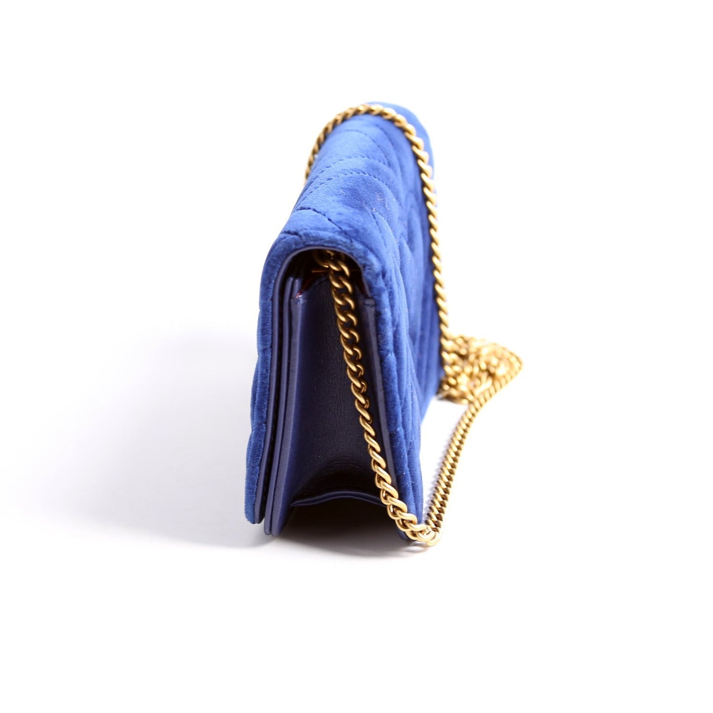 Gucci 488426 GG Marmont Velvet Mini Blue Bag