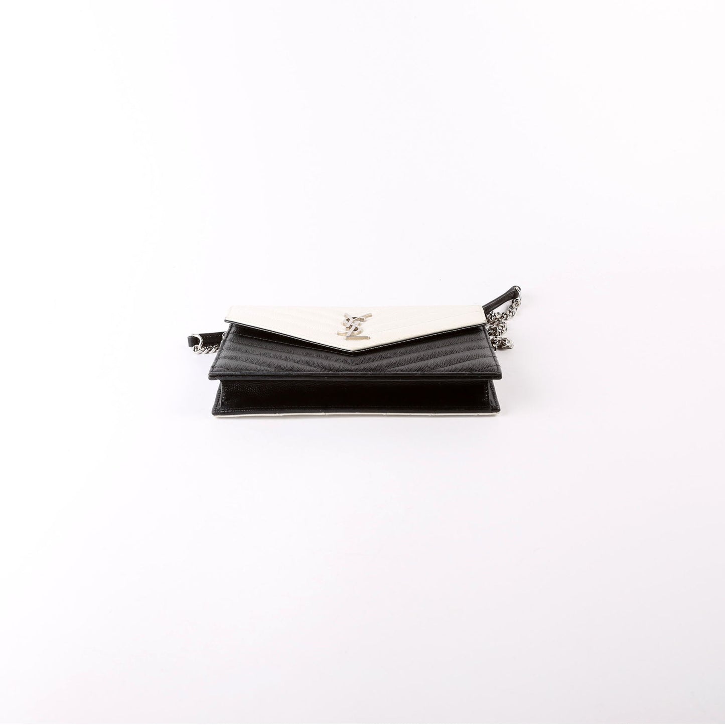 Saint Laurent Envelope Chain Wallet White/Black Bag
