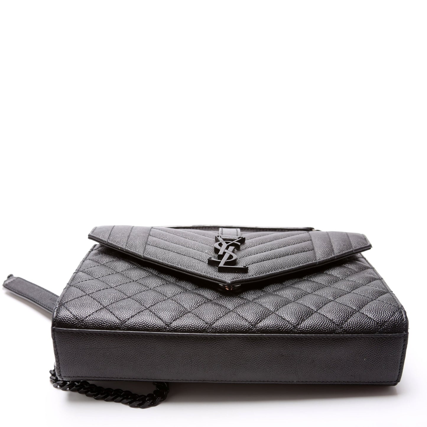 Saint Laurent Envelope Medium Grain De Triquilt 600185 Black Bag