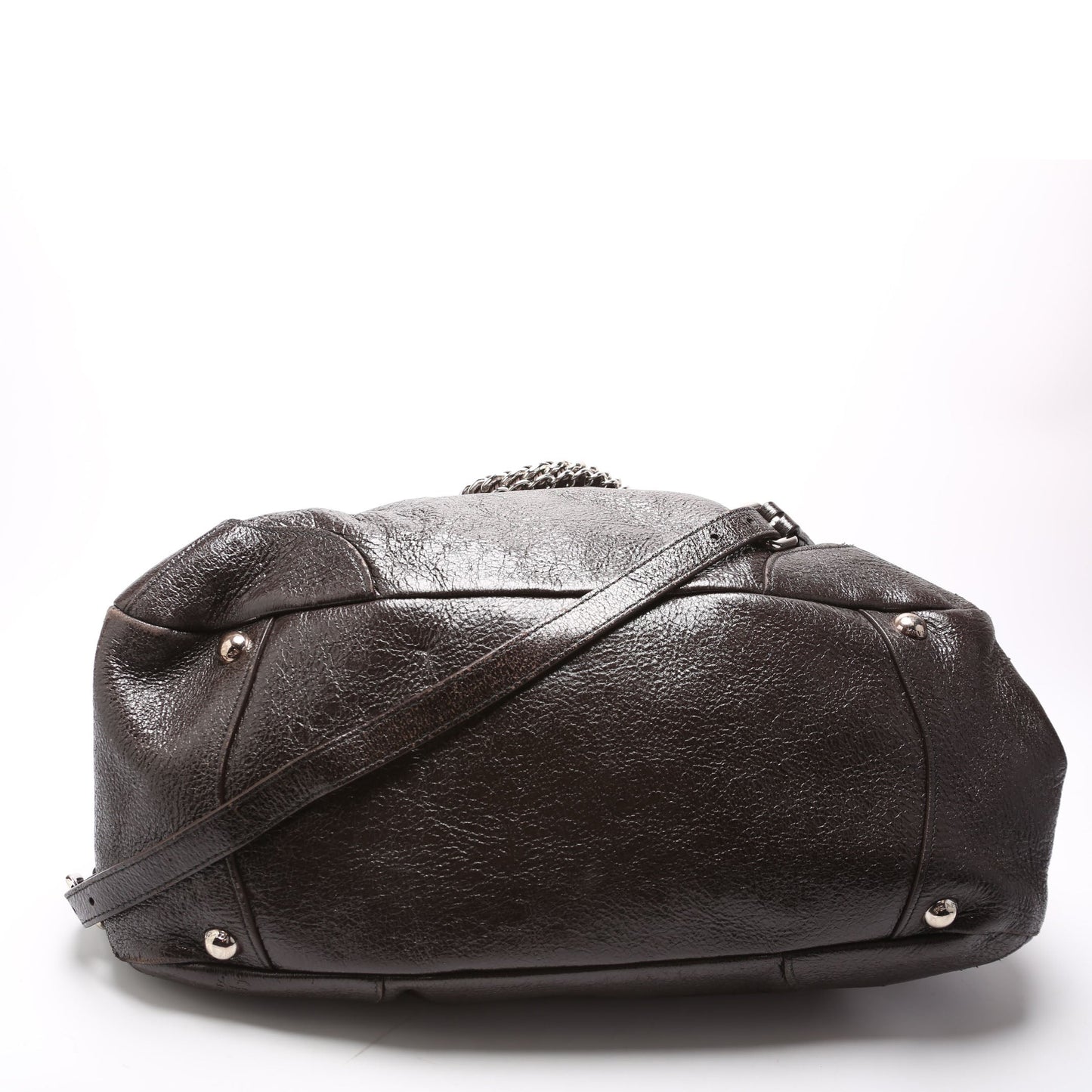 Prada Cervo Lux Chain Shoulder Brown Bag