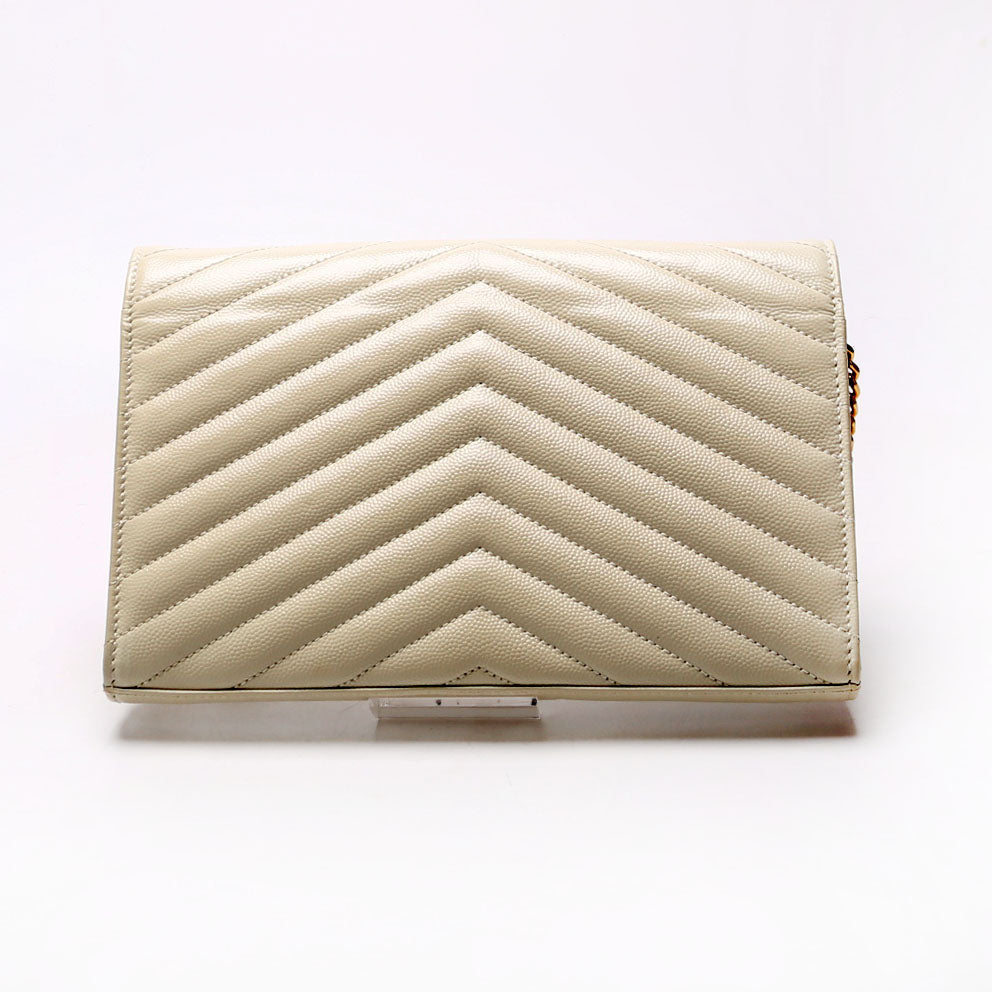 Saint Laurent Grain De Chain Wallet Cream Bag