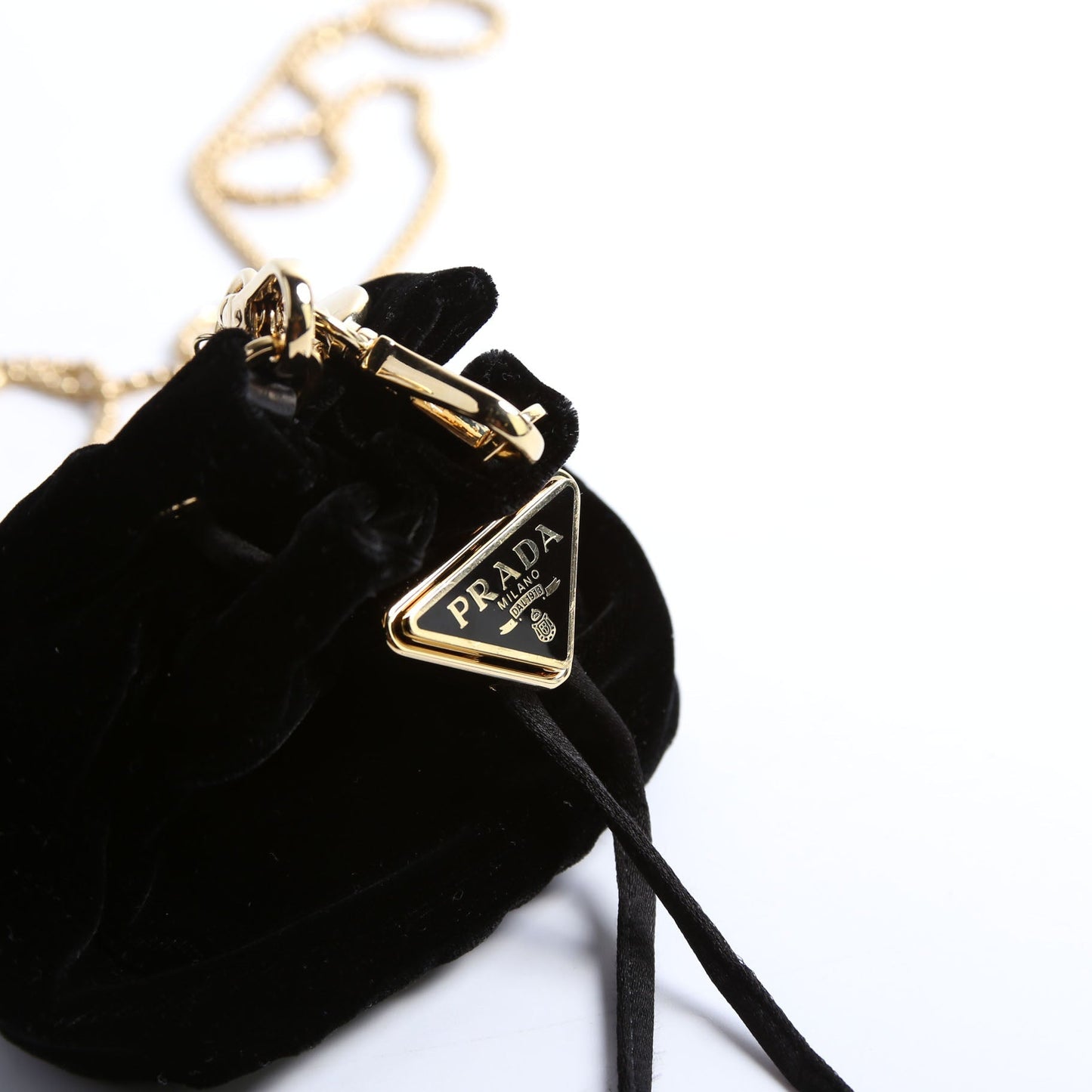 Prada 1NR016 Velvet Mini Bucket Pouch Black Bag