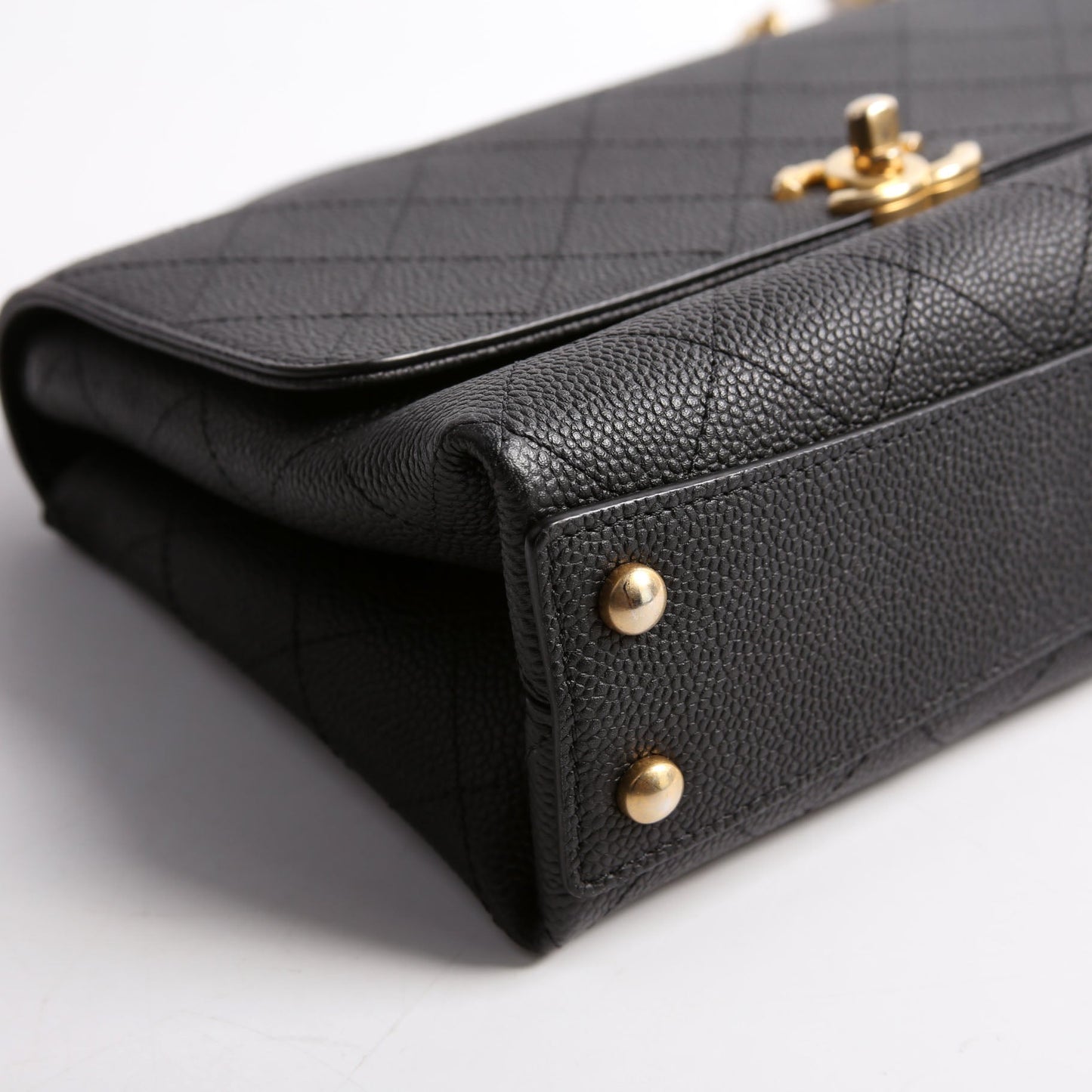 Chanel Quilted Caviar Diamond Top Handle Flap 30M Bag