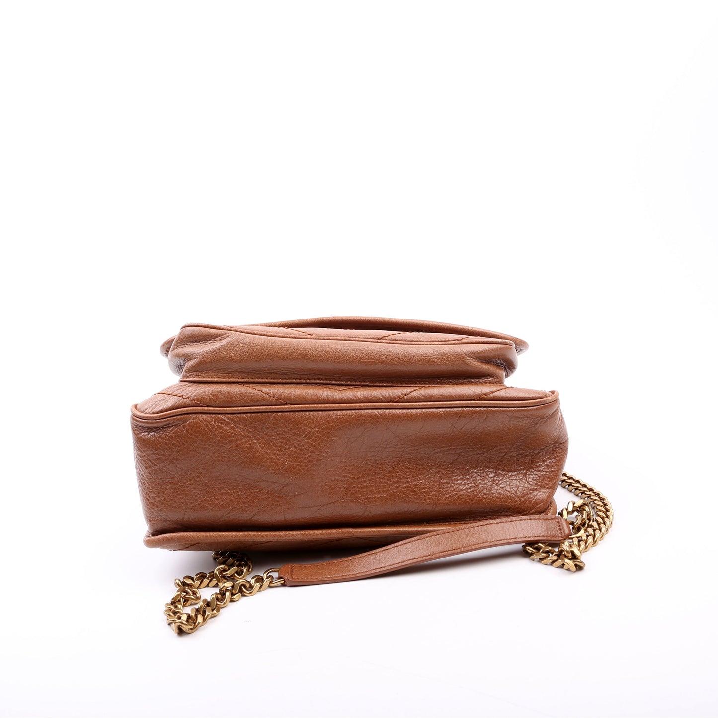 Saint Laurent Niki Medium Crinkle Leather Brown Bag
