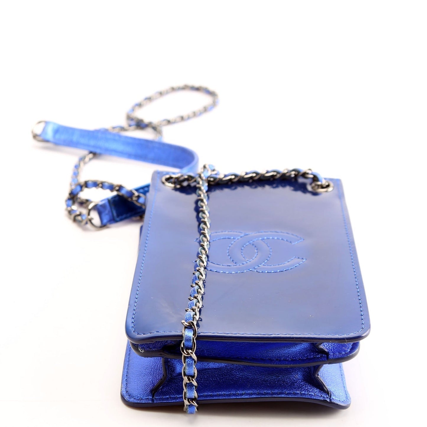 Chanel CC Phone Holder Patent 19M Blue Bag