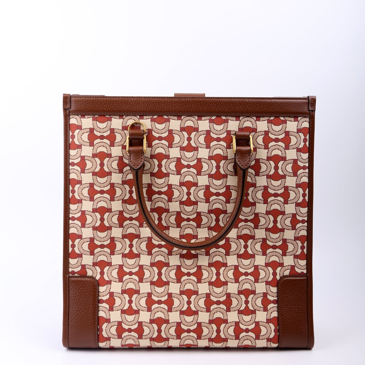 Gucci 752586 Interlocking G Jacquard Horsebit Tote Brown Bag