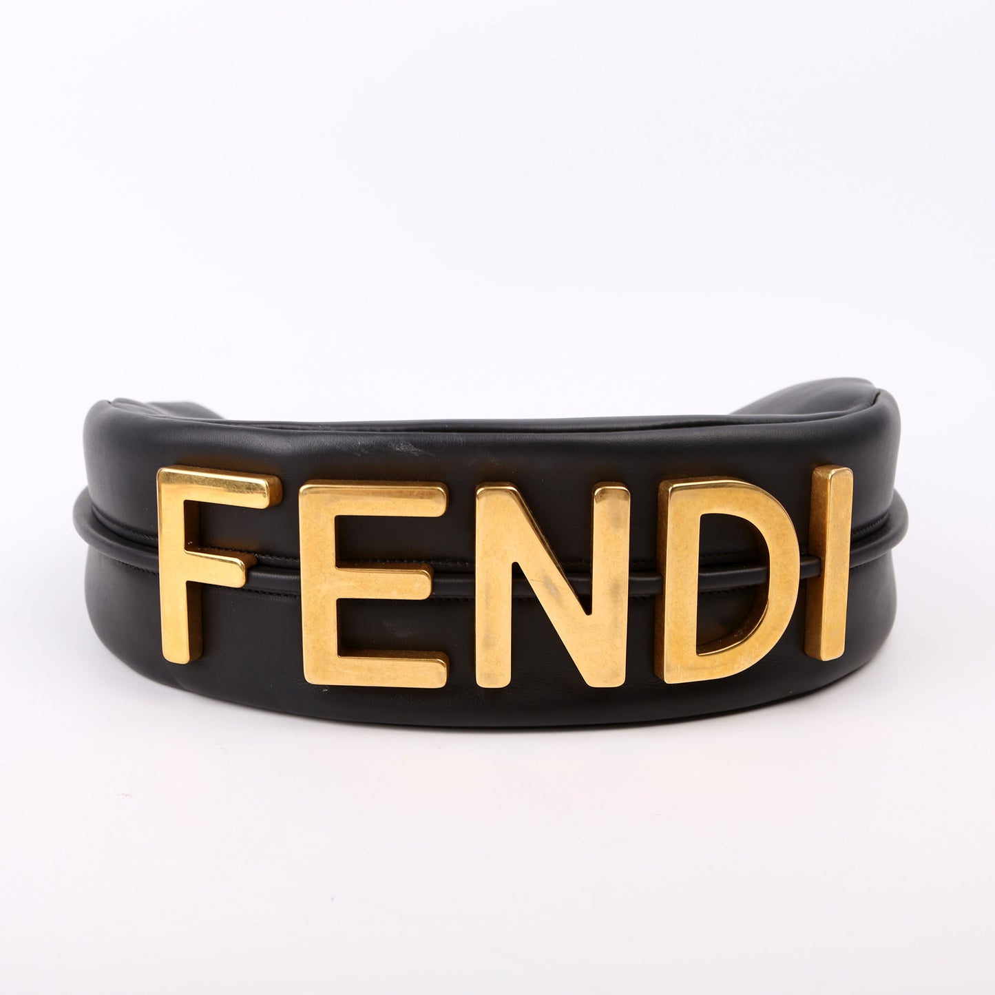 Fendi graphy Small Leather Hobo Black Bag